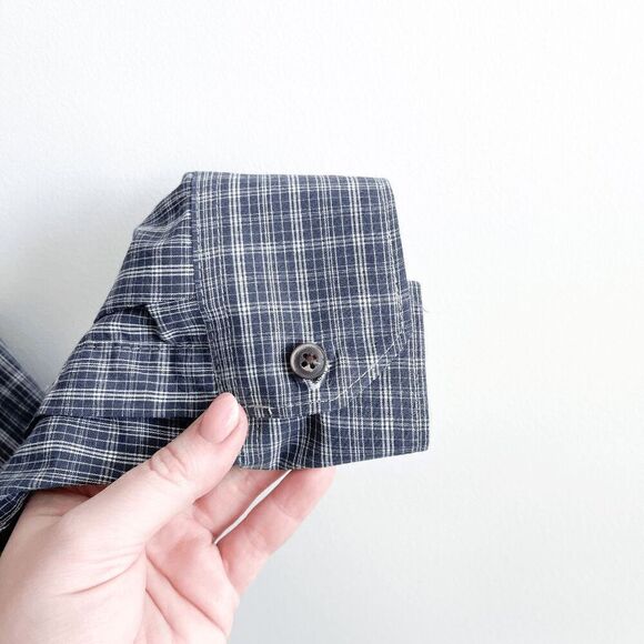 Wrangler Jeans Co. Mens Plaid Long Sleeve Cotton Button Up Shirt Navy Blue 2XL - Picture 3 of 7